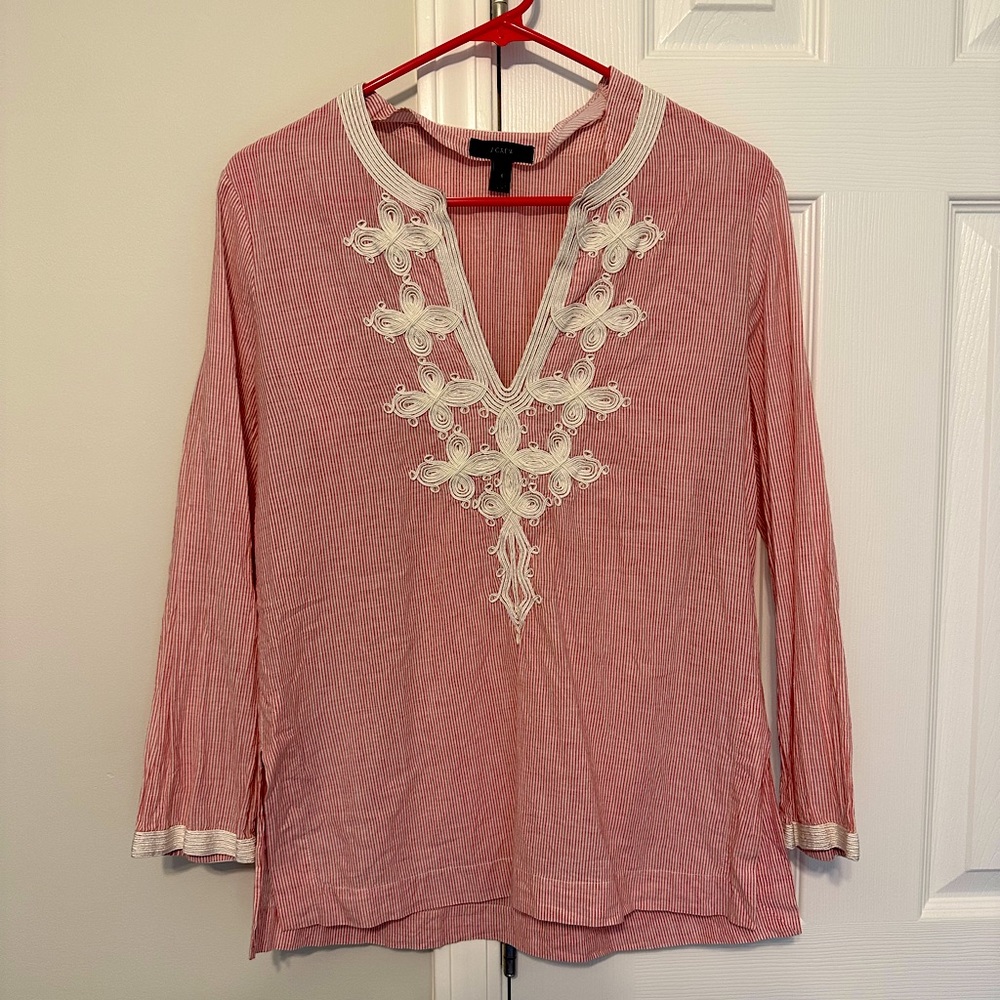 JCREW striped soutache embroidered blouse 6